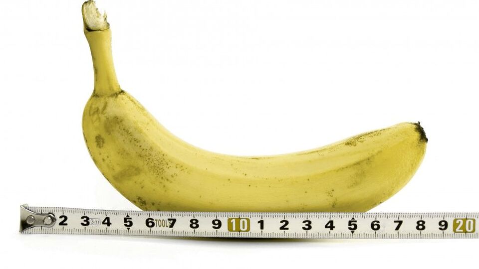 以香蕉为例，凝胶增大后的阴茎测量