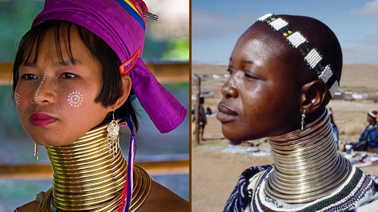 非洲部落妇女的颈部延长